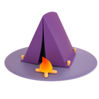 Tent with a fire 3D illustration png