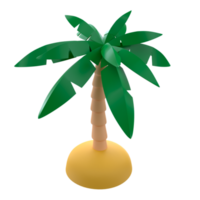 Palm tree with green leaves on the sand 3d illustration. png