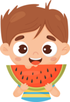 pojke med vattenmelon illustration png