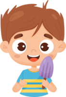 Happy boy with ice cream. Illustration png