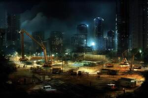 construction site Cityscapes at night background photo