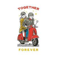 scooter couple illustration vector