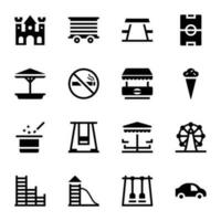 Amusement Park Glyph Icons vector