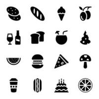 Glyph Icons of Food Pack vector