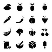 Vegetable and Food Glyph Icons vector