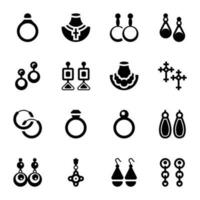 Fashion Jewellery Glyph Icons vector