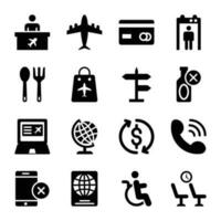 Airport Service Glyph Icons vector