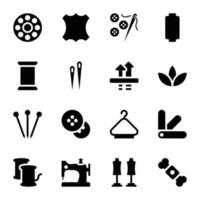 Sewing Glyph Icons vector