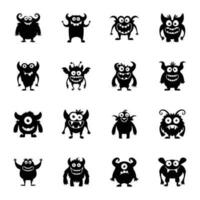 Funny Monsters Flat Vector Icons Set