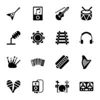 Music Glyph Icons Pack vector