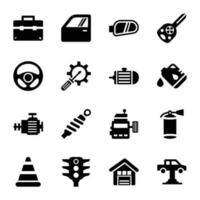 Auto Repair Filled Icons vector