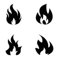 Fire Flame solid icons vector