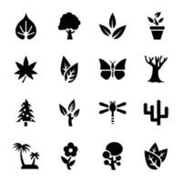 Nature Glyph Icons Pack vector
