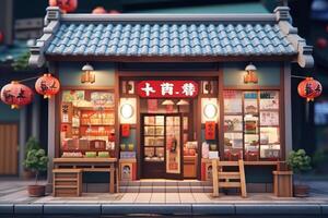 Parallel shooting front shop that handles Japanese traditional style background photo