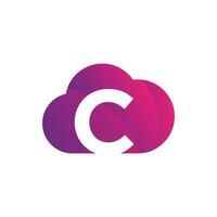 Modern cloud logo design template with letter C inside, computer, cloud, data, technology vector