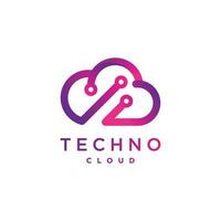 Cloud technology logo design template, modern, computer, cloud vector