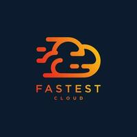 Fast cloud technology logo design template, modern, computer, cloud vector