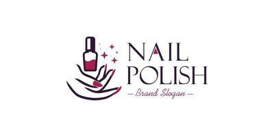 Nail polish logo design for beauty care vector