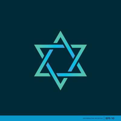 The Star Of David Logo, blue, color Premium Vector