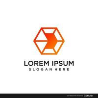 Hexagon logo design inspiration, orange, gradient vector