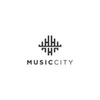 vector logo with modern music shapes and letters, unique, and clean, music, music logos