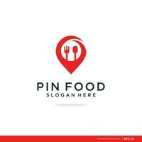 Food point logo set consisting of spoon, fork and pin use for cafe vector