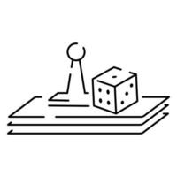 Board game or table game line icon vector and illustration. Fun and activity. Pawn, dice and card.