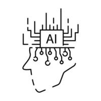 artificial inteligencia relacionado vector línea icono. contiene tal íconos como cara reconocimiento, algoritmo, auto aprendizaje. profundo aprendiendo, digital cerebro. cibernético, humanoide y charlar.