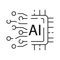 Artificial intelligence line icon. Brain, robot, ai, head, technology. Face recognition Algorithm, Self learning. Deep learning, Digital Cyber humanoid and chat. vector