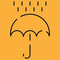 Weather, meteorology vector line icon illustration. Cloud and cloudy autumn weather. Rain and rainy or Windy umbrella.