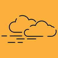 Weather, meteorology vector line icon illustration. Cloud and cloudy autumn weather. Rain and rainy or Windy.