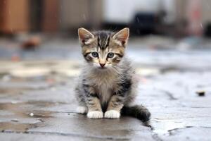 stray poor sick cat in danger animal background photo