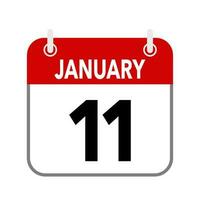 11 January, calendar date icon on white background. vector