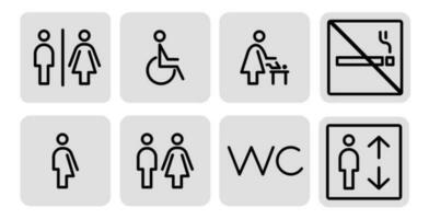 Wayfinding wc icons. Toilet line symbols. Vector illustration.