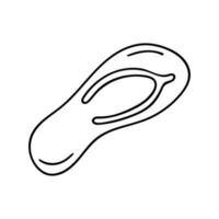 Doodle of flip-flop isolated on white background. Hand drawn vector illustration of beach shoe.