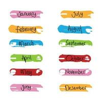 set of month name buttons vector