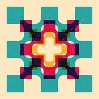Geometric object  with riso print effect. Vector. Graphic element  for fabric, textile, clothing, wrapping paper, wallpaper, poster. Graphic element.  Perfect For your own decoration or design vector