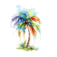 Colorful Watercolor Coconut tree sublimation for t shirt design. png