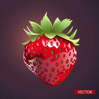 Red juicy strawberry. Vector illustration in realistic style