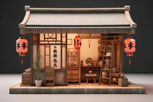 Parallel shooting front shop that handles Japanese traditional style background photo