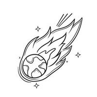 Hand Drawn Comet Meteor.  Doodle Vector Sketch Illustration