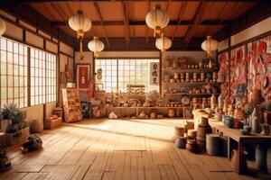 Parallel shooting front shop that handles Japanese traditional style background photo