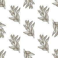 TEA BRANCH Hand Drawn Vector Seamless Pattern Vintage Style