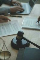 Customer service good cooperation, Consultation between a Businessman and Male lawyer or judge consult having team meeting with client, Law and Legal services concept. photo