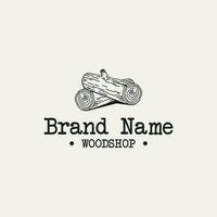 Vintage badge wood carpentry logo template vector