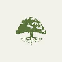 árbol y raíces logo diseño vector aislado, resumen árbol logo diseño