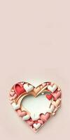 3D Render, Pastel Color Abstract Heart Shape Frame Or Background. photo
