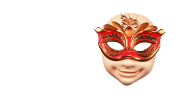 3D Render of Shiny Red Venetian Mask Element. png