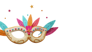 3D Render of Colorful Masquerade Mask Element. png