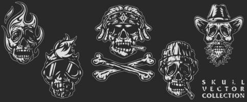 Set of skull illustration with stunning detail. vector skull clip art easy to use. black and white skull logo. Trending Skull Bundles